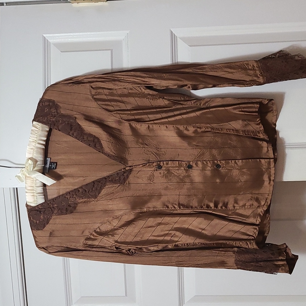 Robin Jones blouse, rust, size 8/10 USA (NZ 12),